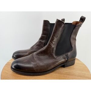 Frye Women Dark Brown Distressed Leather Chelsea Boots 3475454 SLT Size 7.5 B